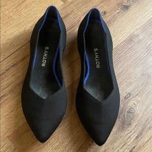 Rothy's Black Flats with Vibrant Blue Accent, size 11, EUC